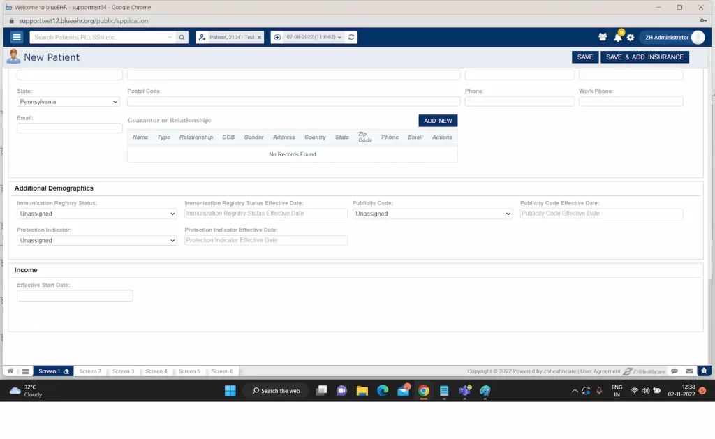 blueEHR-Practice-Management-EMR-Software-create-new-patient-Demo