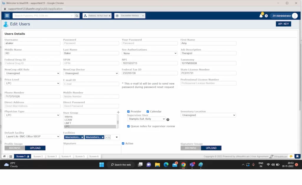 blueEHR-Practice-Management-EMR-Software-edit-user-screen-Demo