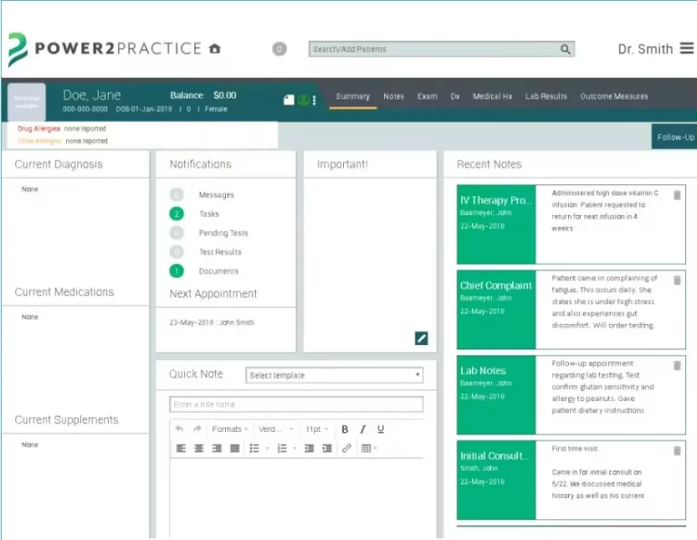 Power2Practice-EMR-Practice-Management-Software-Patient-Chart-Summary