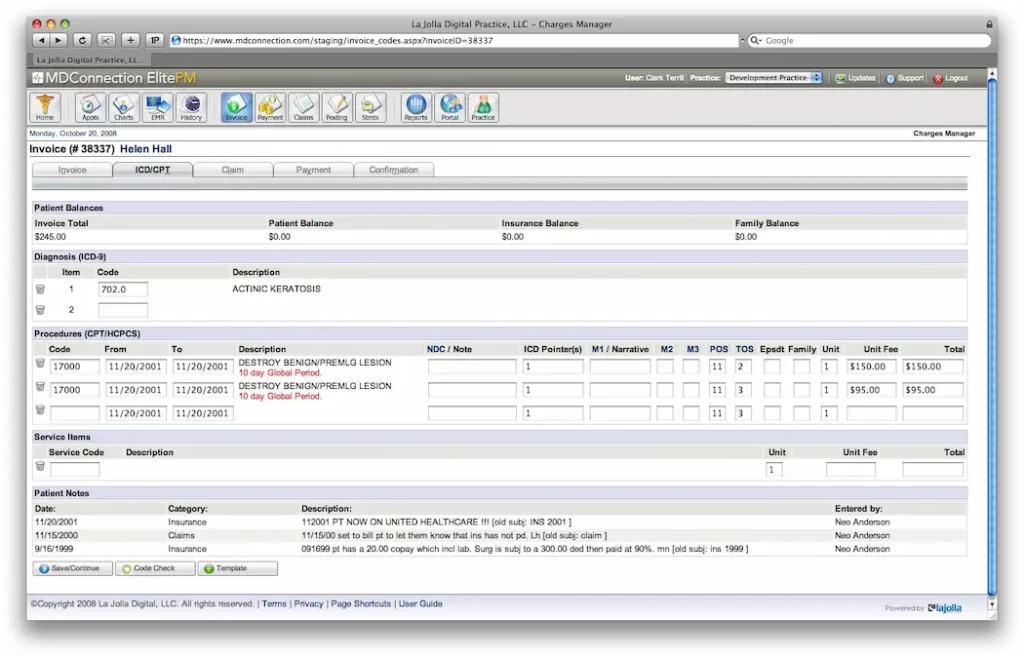 MDConnection-PM-Software-Patient-Invoice