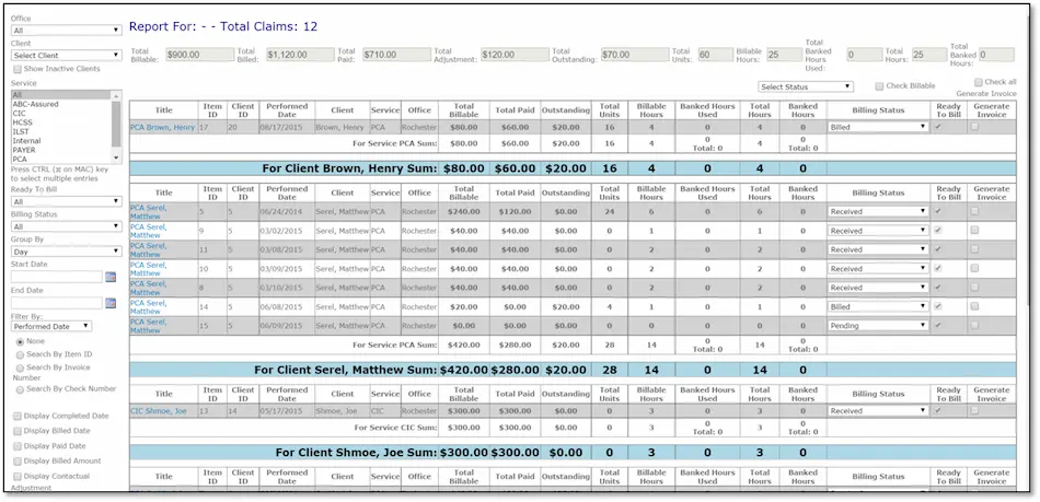 AccuPoint-EMR-Software-Client-Claim-Report