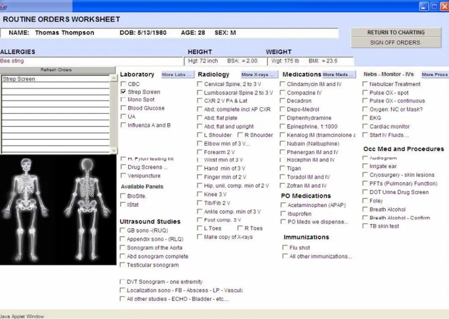 CodoniXnotes-EMR-Software-Patient-Routine-Orders-Worksheet