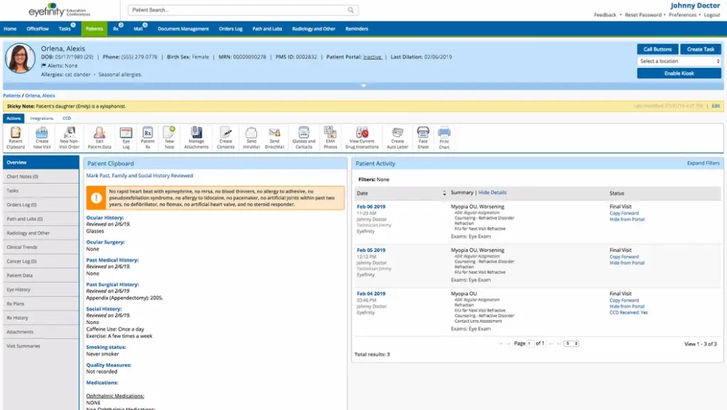 Eyefinity-EMR-Software-Practice-Management-Patient-Clipboard