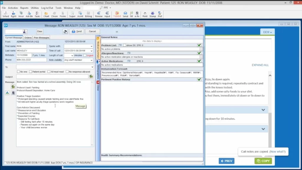 Office-Practicum-EMR-Practice-Management-Software-Message-Notes