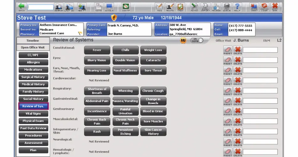 UroChart EHR Software By IntrinsiQ EHR Software Demo Screenshot