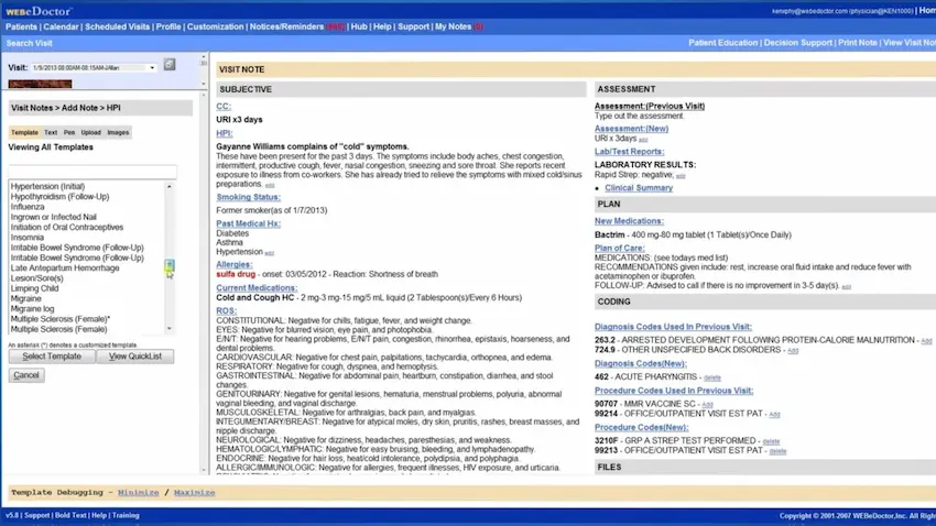 WEBeDoctor-EMR-Software-Patient-History-Note