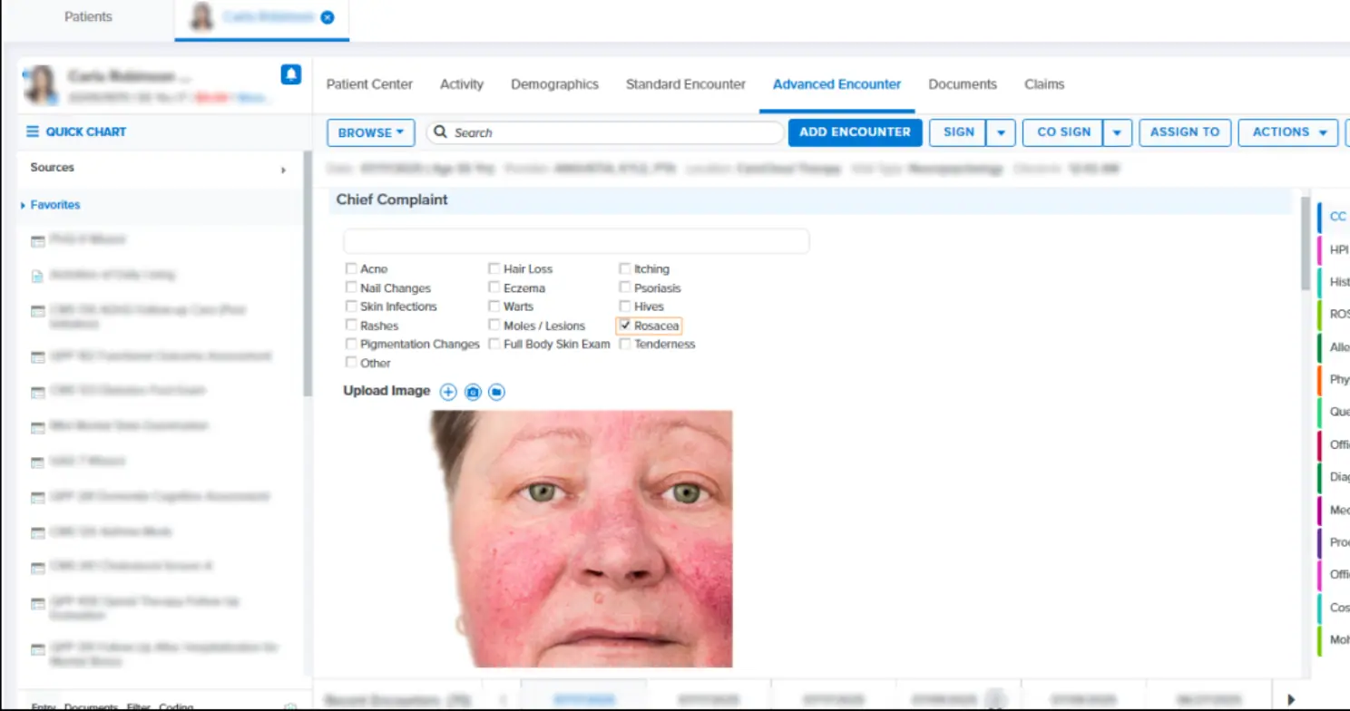 CareCloud EMR software and Dermatology EHR software demo screenshot.
