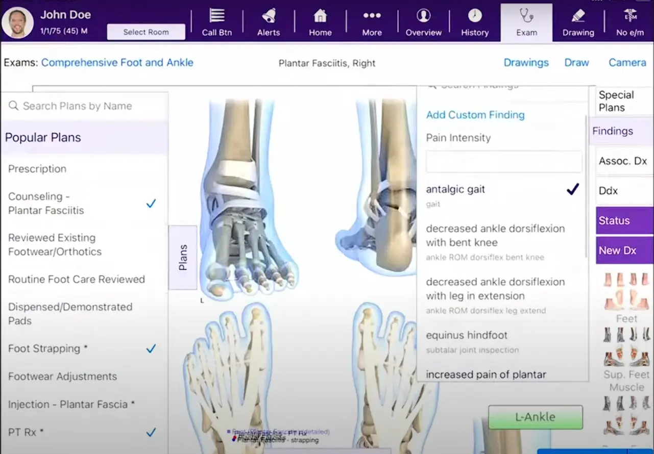 ModMed EMR Software and Practice Management (PM) Software-ModMed Podiatry EMR Software demo screenshot.