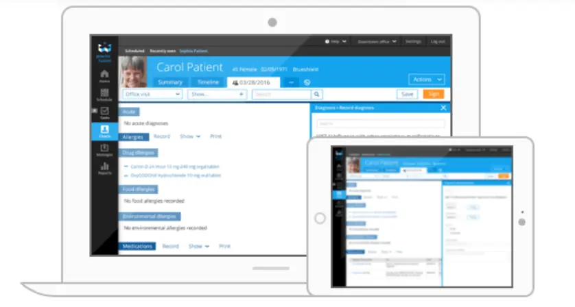Practice Fusion Psychiatry EHR Software demo screenshot. 