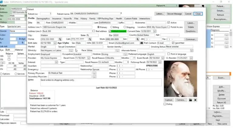 Sightview Ophthalmology EMR software - Demo Screenshot